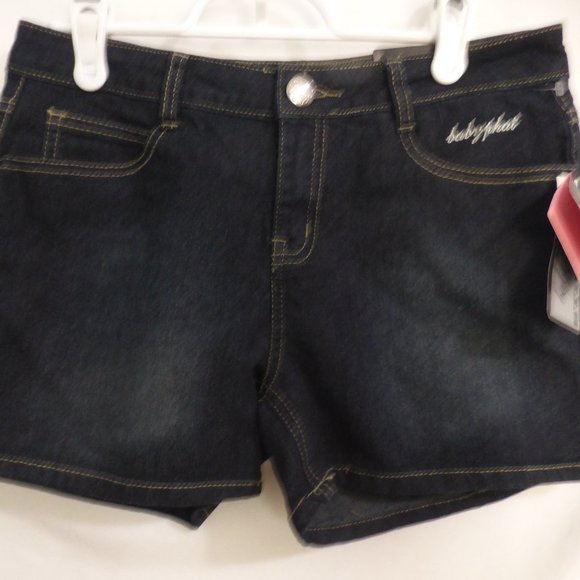 BABY PHAT GIRLS, size 16, stretch, denim shorts, sequin design back pockets BNWT - Picture 1 of 16